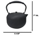 Matte Black Tokusa Vertical Lines Design Tetsubin Larger Cast Iron Teapot 33oz
