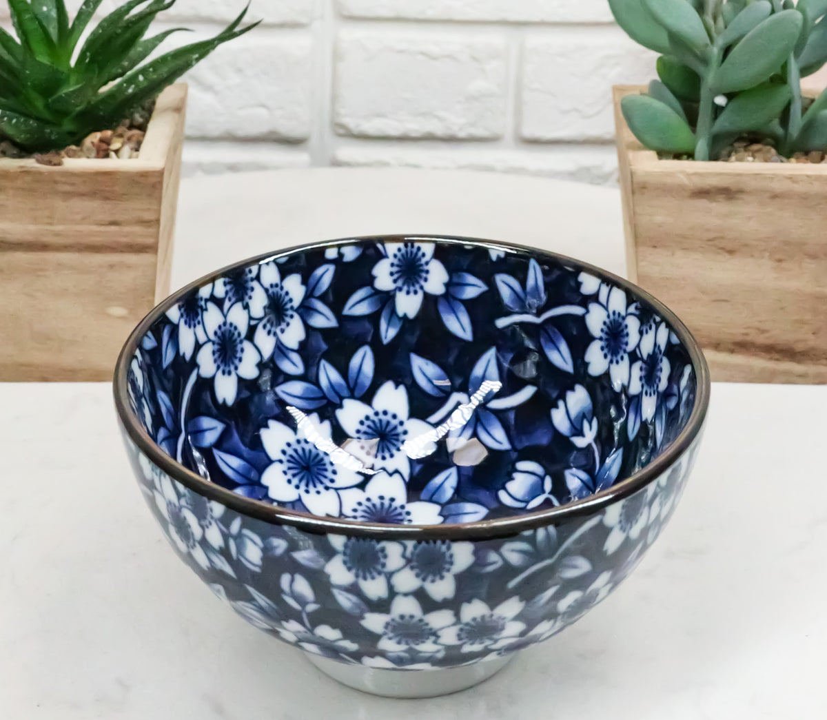 Made In Japan 4 Pc Floral Blossom Ceramic Dining Bowls For Rice Or Soup 4.5"Dia