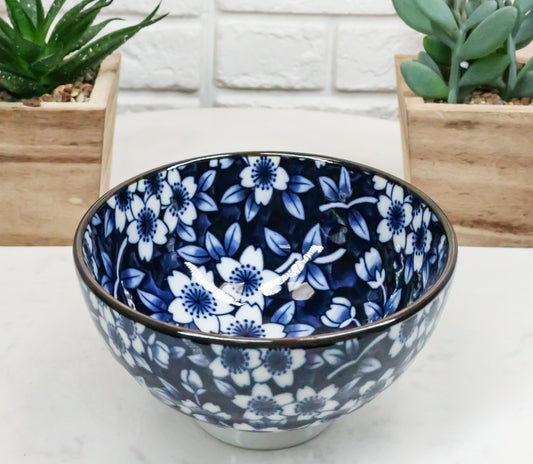 Made In Japan 4 Pc Floral Blossom Ceramic Dining Bowls For Rice Or Soup 4.5"Dia