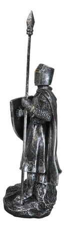 Medieval Suit Of Armor Crusader Knight With Spear Javelin And Shield Figurine