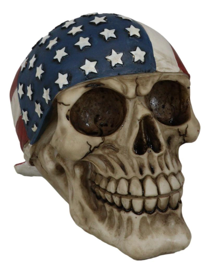 Independence Day Patriotic US Flag Stars And Stripes Skull Bandana Figurine