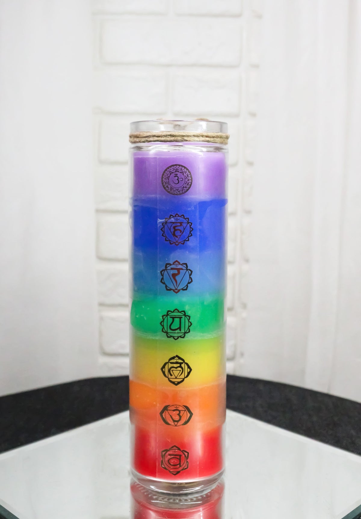 Rainbow 7 Chakra Zones Multi Scent Wicca Mystic Spiritual Tall Tube Candle