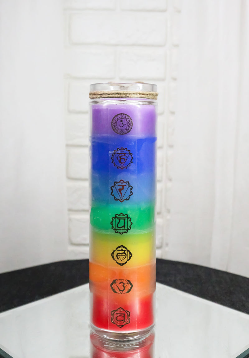 Rainbow 7 Chakra Zones Multi Scent Wicca Mystic Spiritual Tall Tube Candle