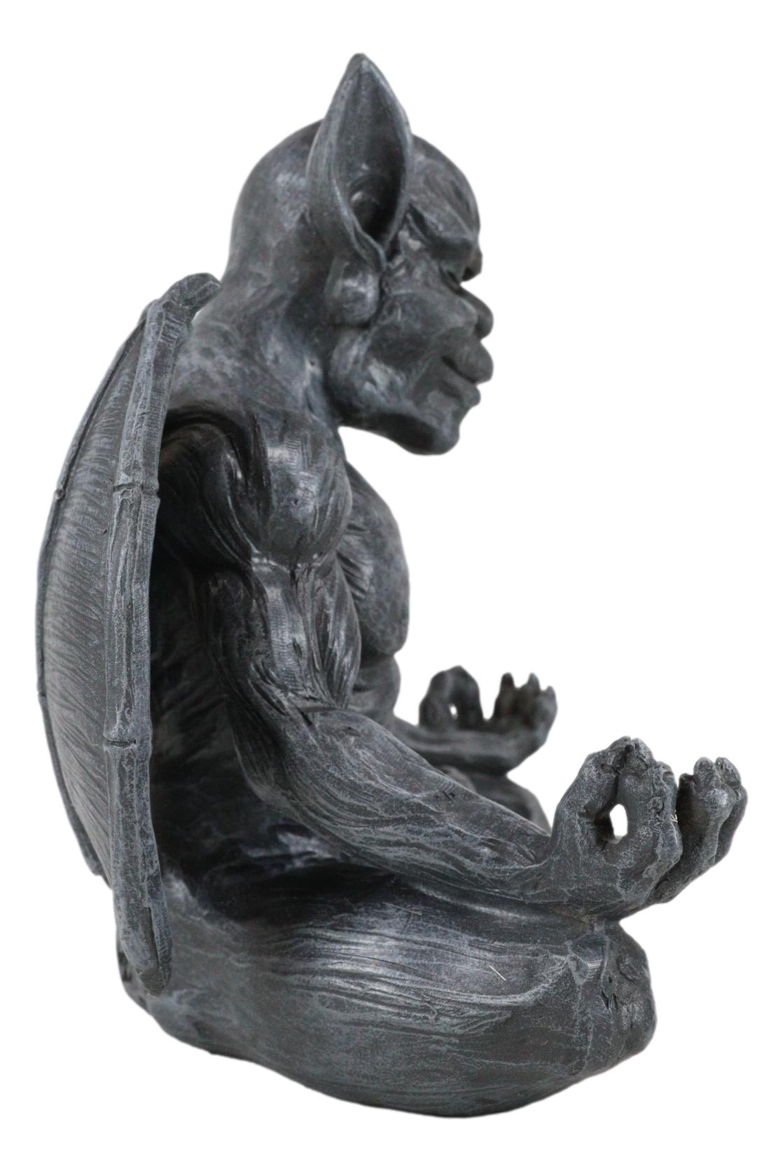 Medieval Gothic Horned Demonic Gargoyle With Wings in Yoga
