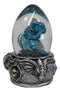 See No Evil Blue Wyrmling Dragon In Colorful LED Acrylic Glass Egg Figurine