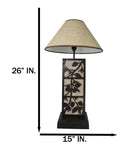 Rustic Western Pinecones On Branch Forest Wood Metal Bedside Desktop Table Lamp