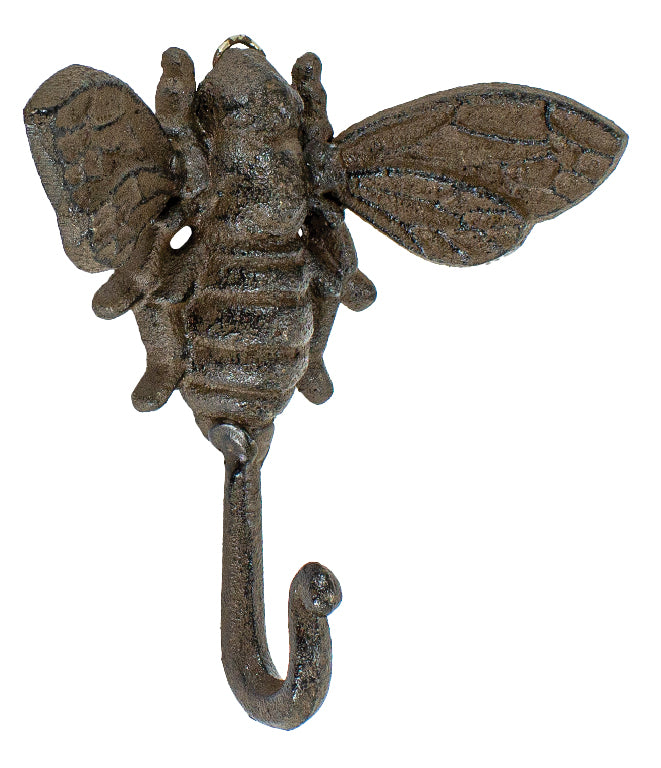 Set Of 2 Rustic Cast Iron Cottage Busy Bumblebee Insect Bee Wall Hooks Organizer - Ebros Gift