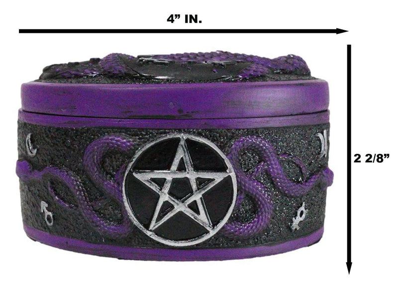 Wicca Occultic Alchemist Snake Serpent With Pentagram Small Trinket Box 4"D