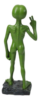 UFO Space Ship Green ET Roswell Alien I Come in Peace with Hand Sign Figurine