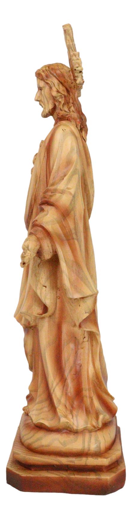 Standing Sacred Heart of Jesus Christ Catholic Christian Faux Wood Figurine