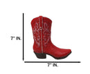 Rustic Western Floral Red Faux Leather Cowgirl Boot Vase Planter Figurine