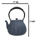Dark Gray Wide Base Vertical Lines Design Medium Cast Iron Teapot 33oz Tea Pot