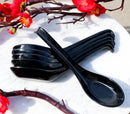 Glossy Black Melamine Ladle Style Soup Spoons With Hook Ends 1oz Set of 6 Spoon