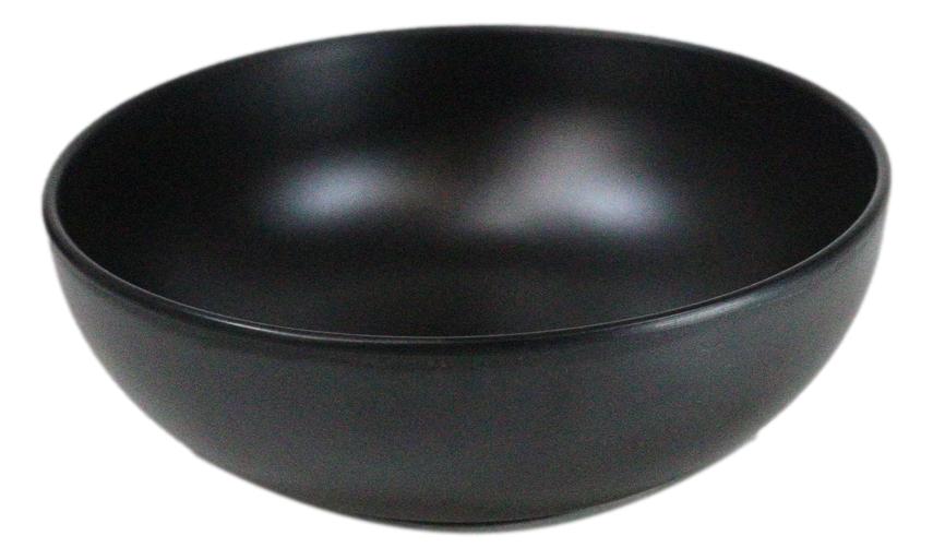 Pack Of 6 Modern Matte Black Melamine Round Appetizer Rice Shallow Bowls 16oz