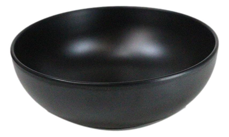 Pack Of 6 Modern Matte Black Melamine Round Appetizer Rice Shallow Bowls 16oz