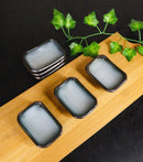 Set Of 6 Seikai Blue Sky & Black Rectangle Porcelain Condiment Sauce Dishes 2oz