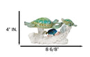 Green Sea Turtles Family Swimming By Coral Reef Sea Anemone Blue Fish Figurine