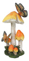 Enchanted Fairy Garden Yellow Toadstool Mushrooms Monarch Butterflies Figurine