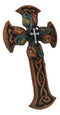 Celtic Knotwork Tooled Faux Leather Colorful Flowers Wall Cross Christian Decor