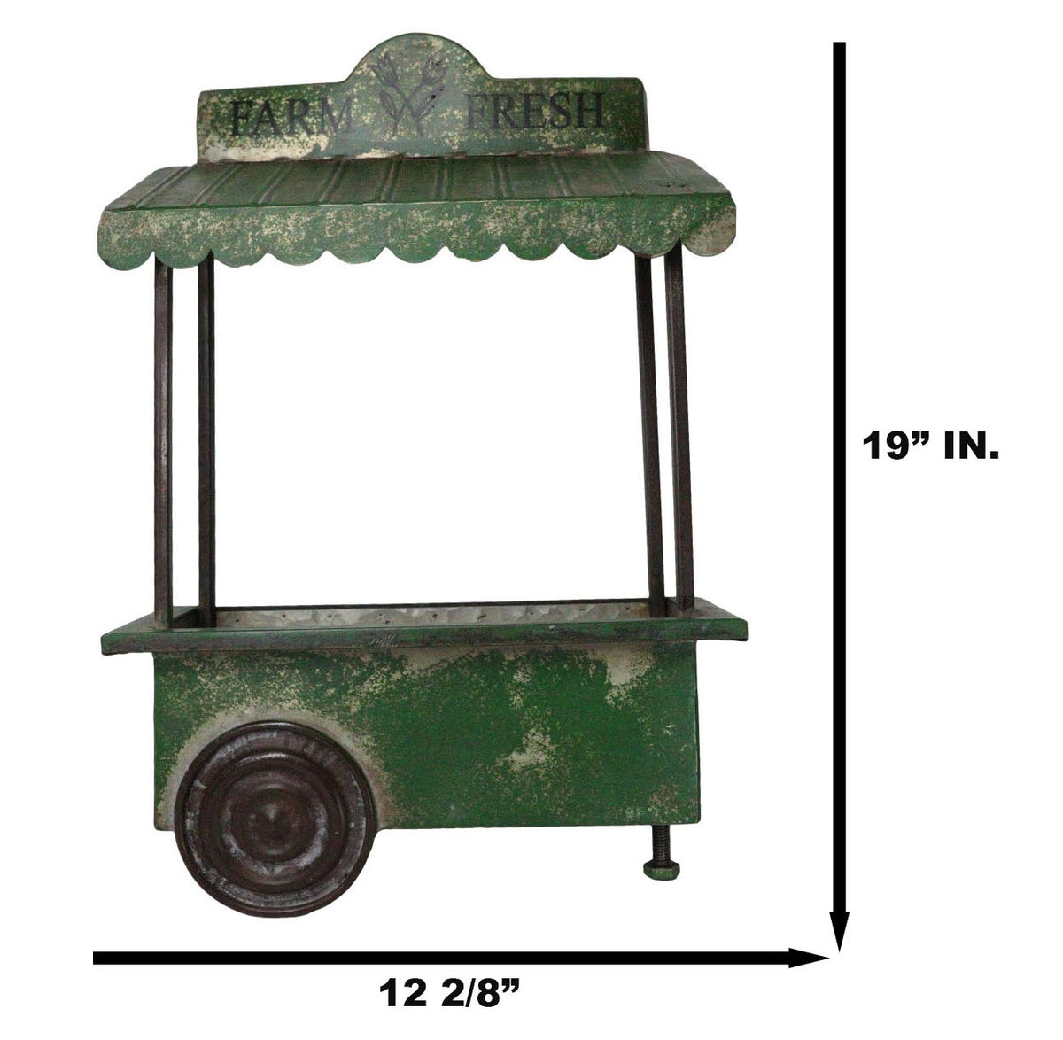 Rustic Green Galvanized Metal Farm Fresh Market Cart Hanging Wall Planter 19"H