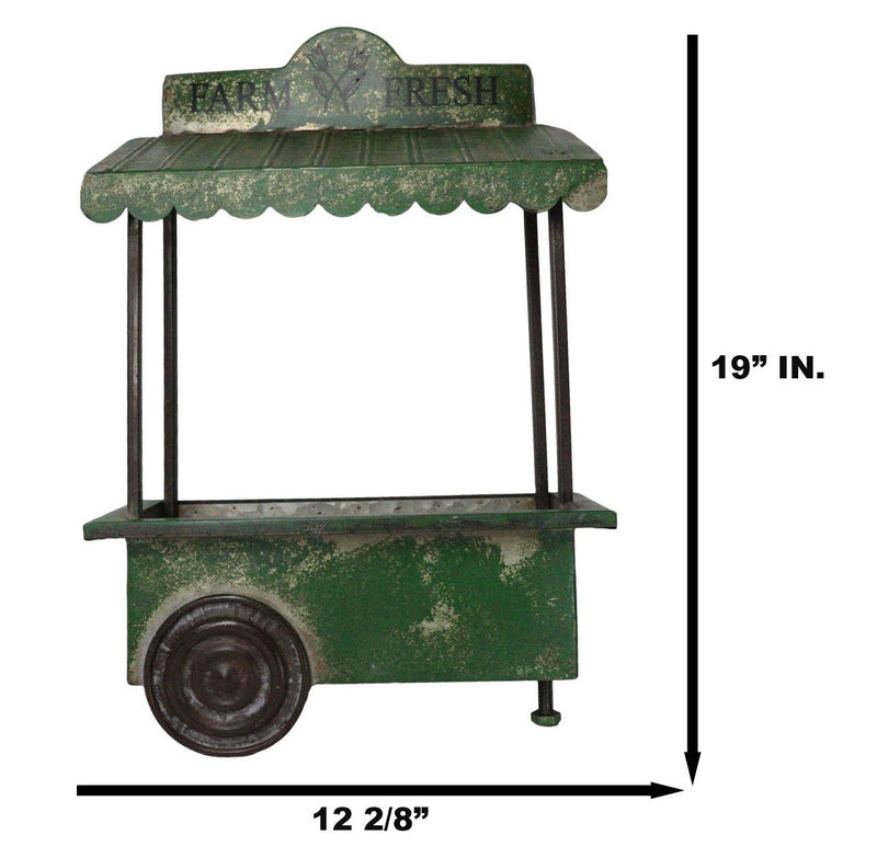 Rustic Green Galvanized Metal Farm Fresh Market Cart Hanging Wall Planter 19"H