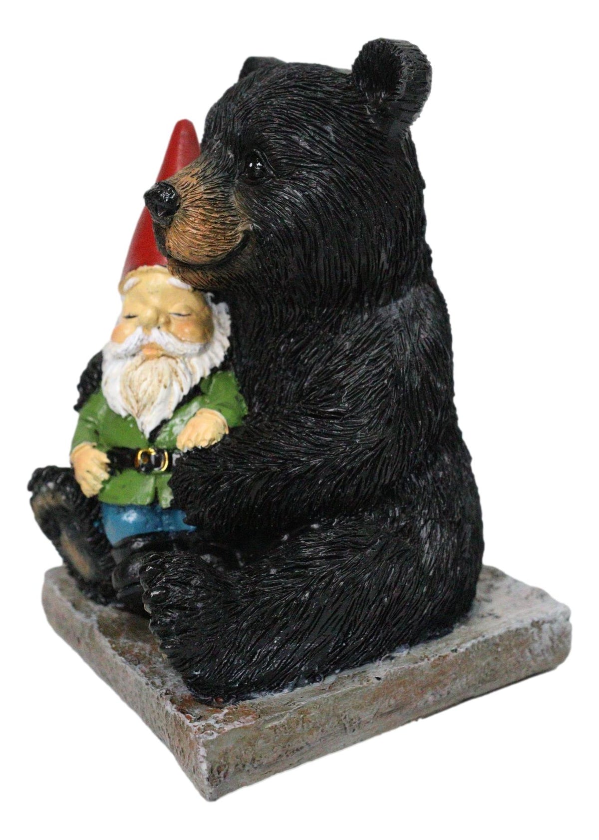 Backwoods Buddies Black Bear Hugging Gnome Figurine Whimsical Woodland Bear