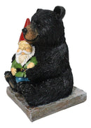 Backwoods Buddies Black Bear Hugging Gnome Figurine Whimsical Woodland Bear