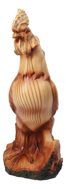 Rustic Farmhouse Rooster Figurine Faux Wood Carved Look Decorative Chicken