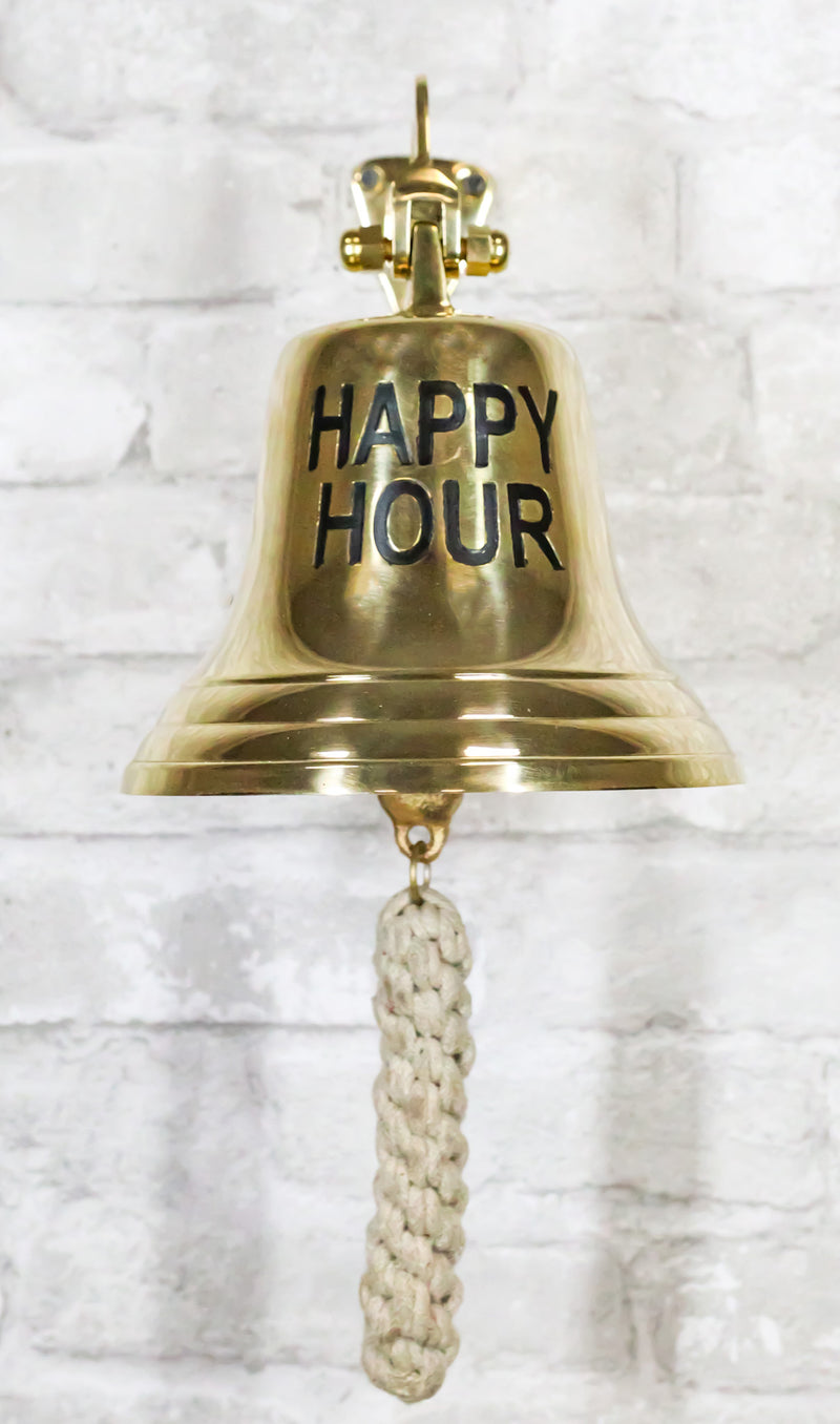 Nautical Marine Antiqued Brass Happy Hour Bell Wall Decor Dinner Bells Accent