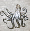 Silver Nautical Marine Deep Sea Octopus Tentacles Metal Wall Decor Plaque 31"L