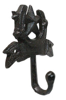 Set Of 2 Cast Iron Rustic Western Cowboy Lone Star Horseshoe Coat Hat Wall Hooks