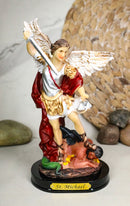 Archangel Saint Michael Trampling Satan With Sword And Scales Figurine 8"H