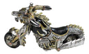 Dragon Motorcycle Metallic Silver & Gold Hot Rod Bike Sculpture Flame Accents