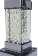 Modern Chic Beveled Floating Crystals Glass and Metal Pillar Candle Holder 11"H