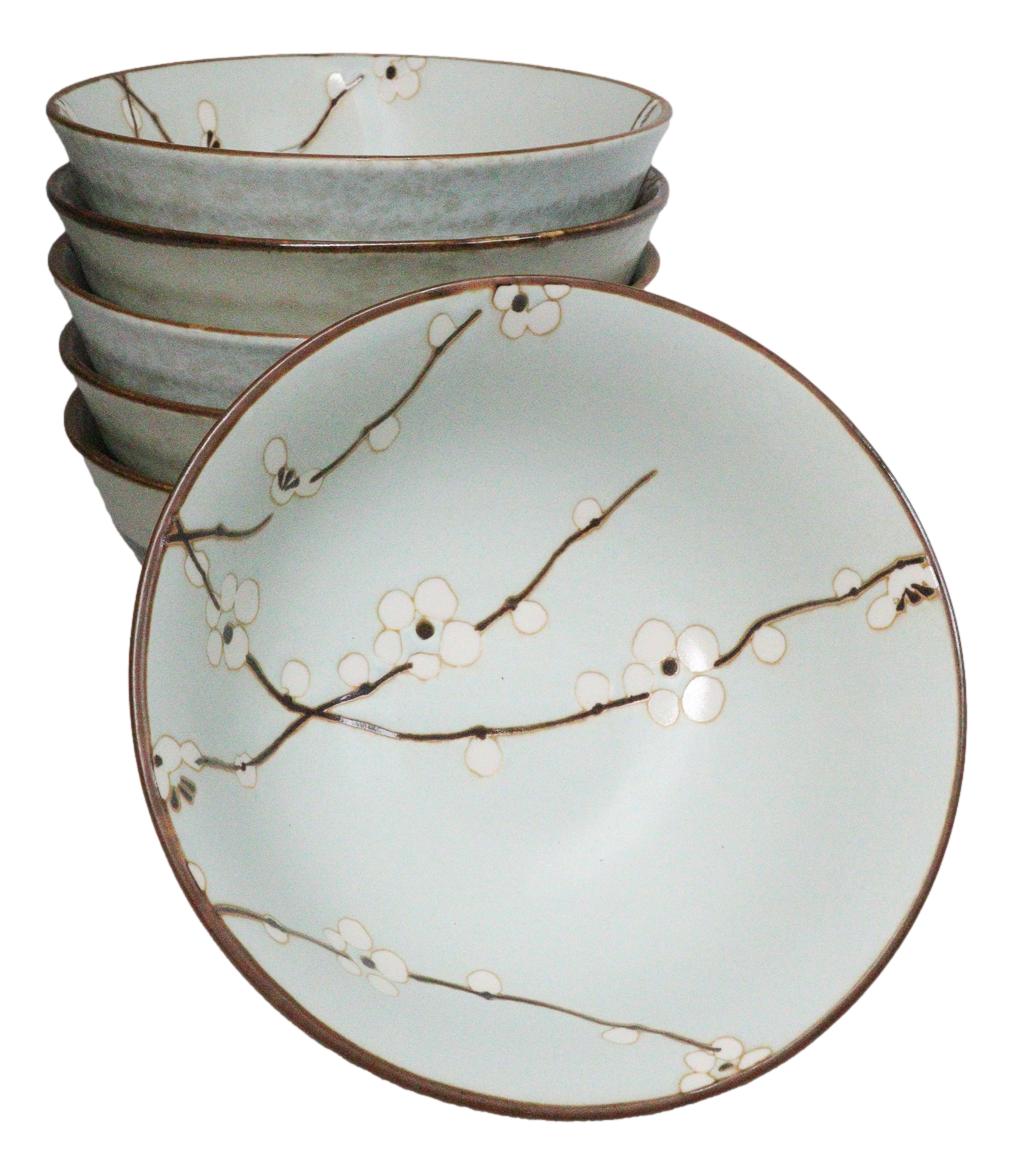 Made In Japan Ceramic Soushun Sakura Cherry Blossoms Medium Tayo Bowls 20oz