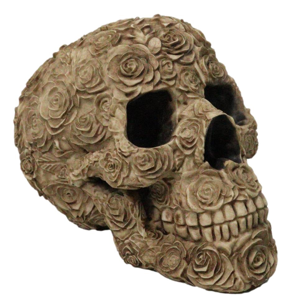 Ebros Gift Gothic Rose Skull Figurine Decorative Resin Skeleton Sculpture
