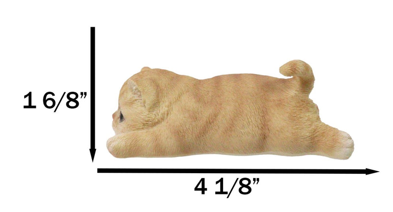 Adorable Resting Feline Orange Tabby Cat Kitten Magnetic Figurine 4.25"L