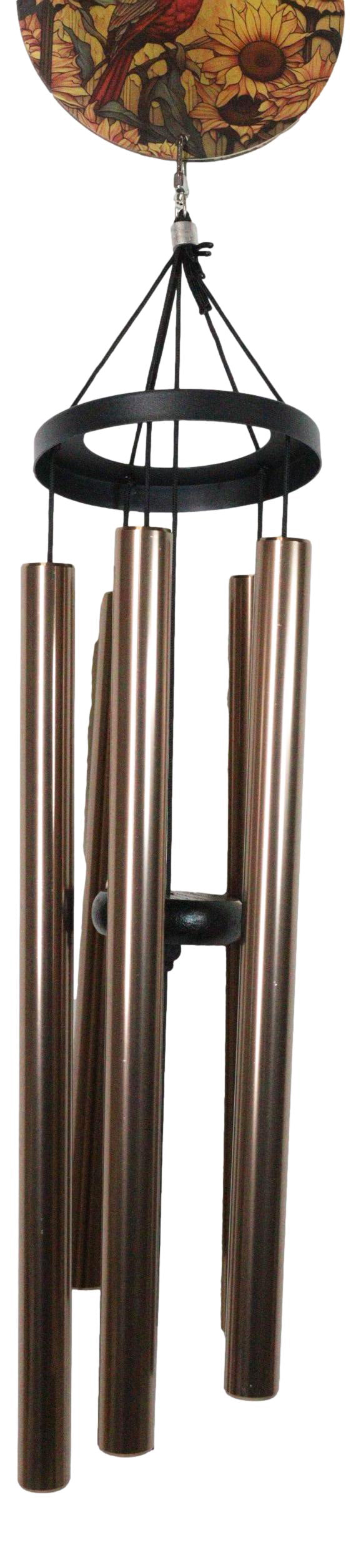 Nature Red Cardinal Bird Colorful Art Glass Hanging Wind Chime With Metal Rods