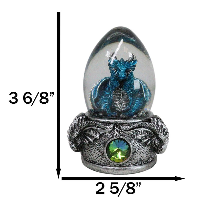 See No Evil Blue Wyrmling Dragon In Colorful LED Acrylic Glass Egg Figurine