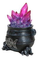 Wicca Triple Moon Pentagram And Zodiac Symbols LED Crystals Cauldron With Toads