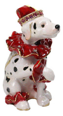 Red Circus Dalmatian Dog Pewter Austrian Crystals Jeweled Trinket Jewelry Box