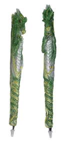 Set of 2 Glitter Metallic Green Medieval Fantasy Dragon Figural Ball Point Pens