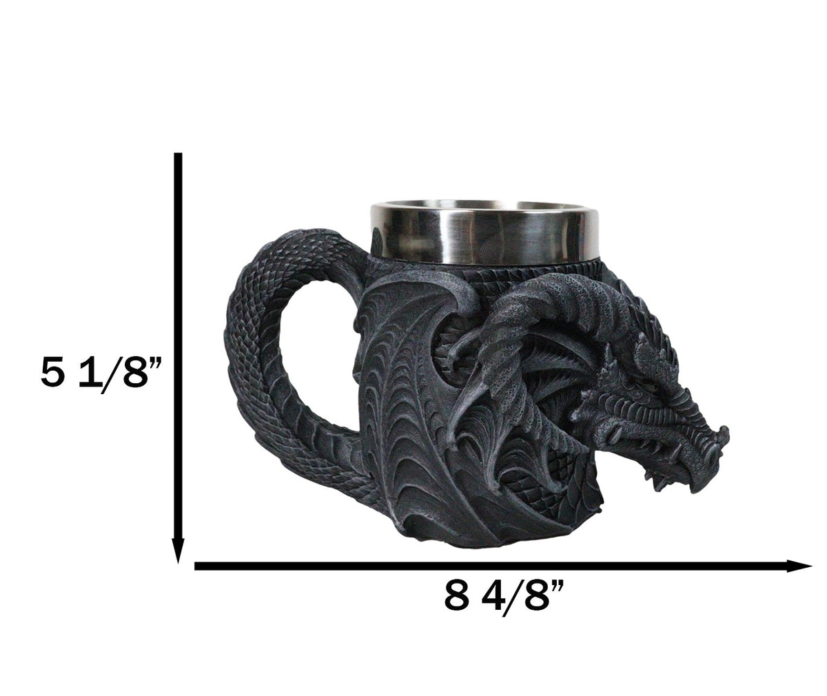 Faux Stone Gothic Horned Dragon Gargoyle Behemoth 16oz Coffee Mug Tankard Cup