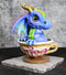 Whimsical Cup Of Tea Blue Baby Dragon With Green Spikes In Teacup Figurine