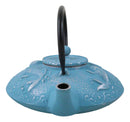 Turquoise Blue Auspicious Koi Fishes Cast Iron Tetsubin Teapot With Enamel Liner