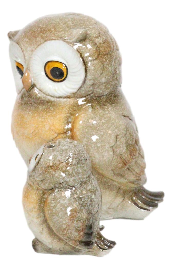 Forest Wisdom Tales Whimsical Mother Owl And Baby Owlet Family Figurine