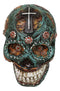 Faux Leather Turquoise Floral Scrollwork with Layered Cross Skull Money Bank