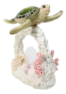 Marine Green Sea Turtle Swimming Over Coral Reef With Acrylic LED Light Figurine