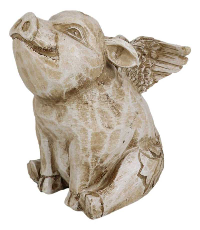 Rustic Country Farmhouse Hog Heavens Flying Baby Angel Pig Coin Money Bank
