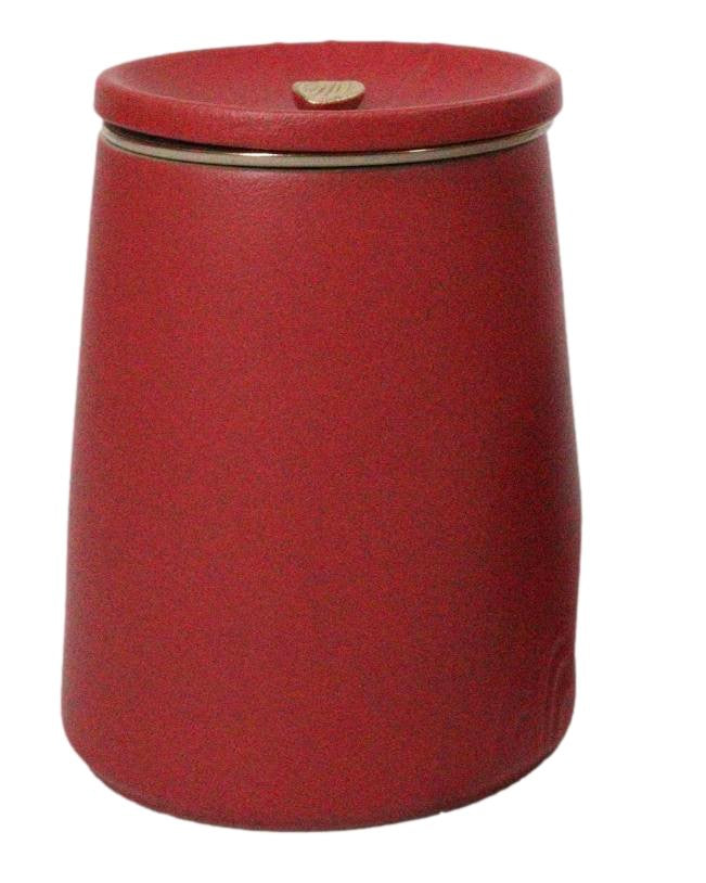 Red 15 Oz Chic Porcelain Tea Mug with Wooden Handle, Lid and Infuser